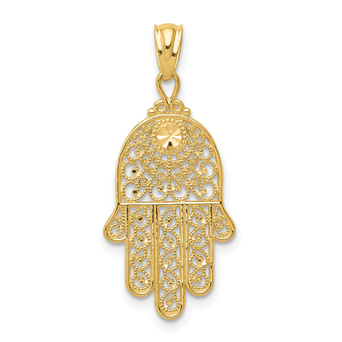 14k Yellow Gold Hand of God Pendant-XR1398