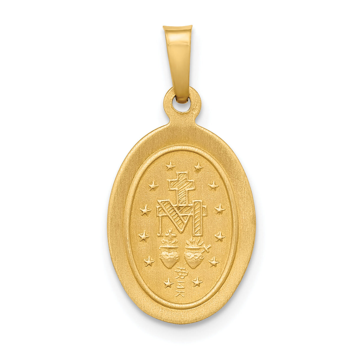 14k Polished and Satin Miraculous Medal Hollow Pendant-XR1401