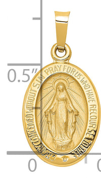 14k Polished and Satin Miraculous Medal Hollow Pendant-XR1401