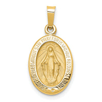 14k Polished and Satin Miraculous Medal Hollow Pendant-XR1401