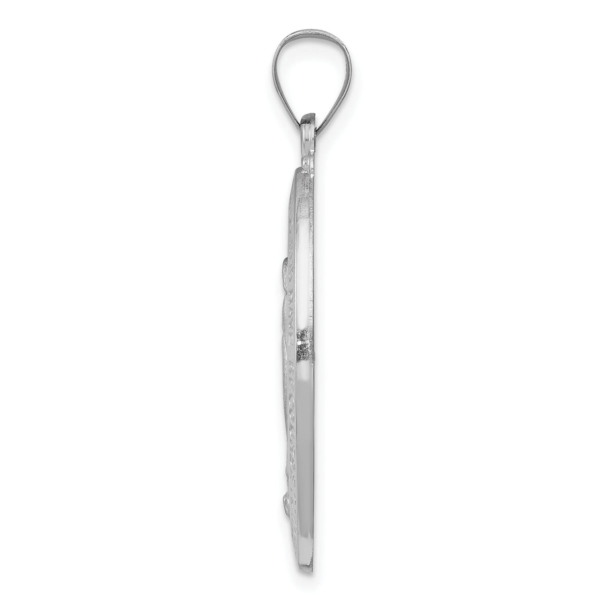 14k White Gold Polished/Satin Miraculous Medal Hollow Pendant-XR1404