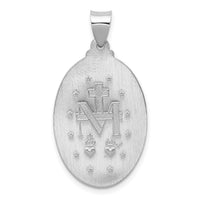 14k White Gold Polished/Satin Miraculous Medal Hollow Pendant-XR1404