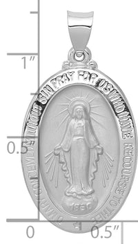 14k White Gold Polished/Satin Miraculous Medal Hollow Pendant-XR1404