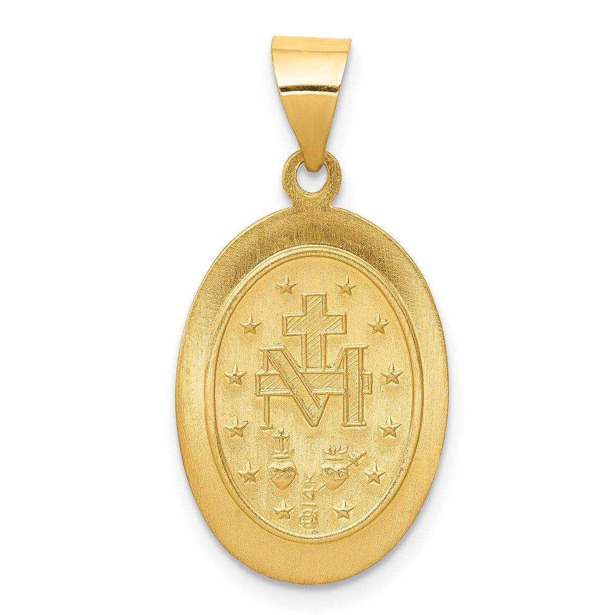 14k Hollow Polished And Satin Miraculous Medal Pendant-XR1406