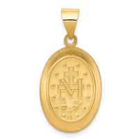 14k Hollow Polished And Satin Miraculous Medal Pendant-XR1406