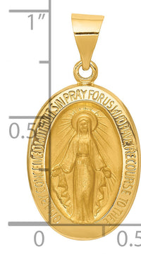 14k Hollow Polished And Satin Miraculous Medal Pendant-XR1406