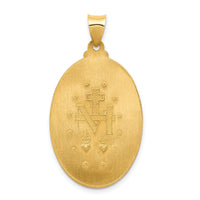 14k Hollow Polished And Satin Miraculous Medal Pendant-XR1407
