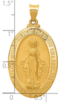 14k Hollow Polished And Satin Miraculous Medal Pendant-XR1407