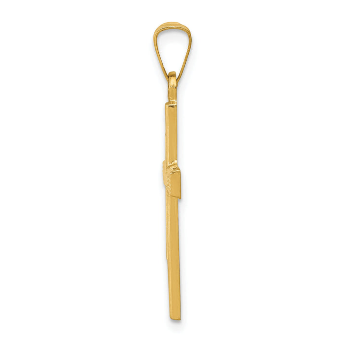 14k Brushed and Polished Latin Cross Pendant-XR1412