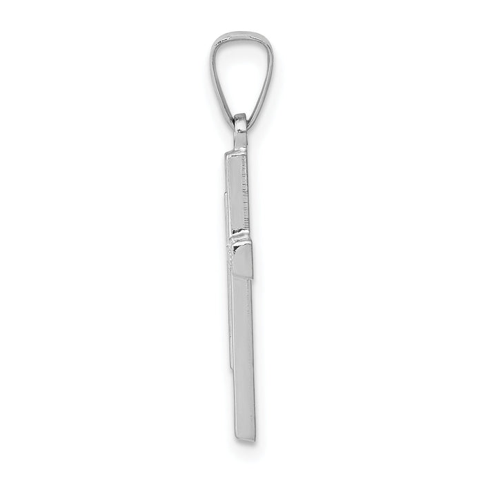 14K White Gold Polished Latin Cross Pendant-XR1414
