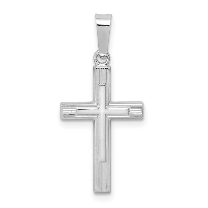 14K White Gold Polished Latin Cross Pendant-XR1414