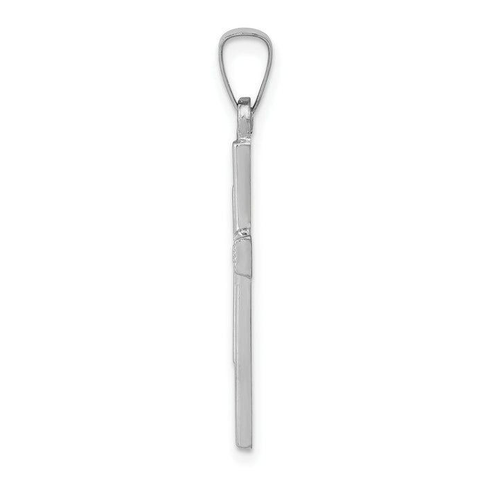 14K White Gold Brushed and Polished Latin Cross Pendant-XR1415
