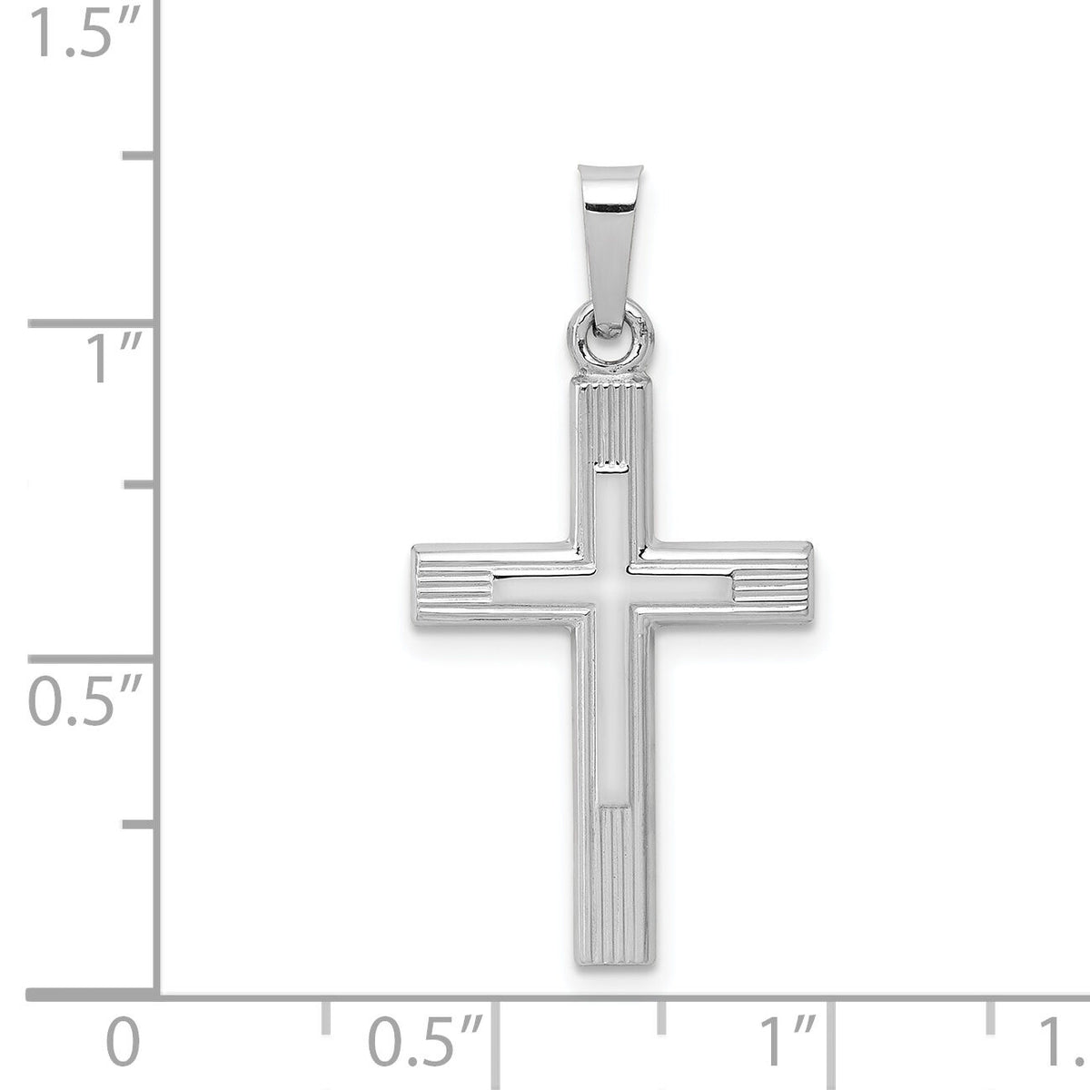 14K White Gold Brushed and Polished Latin Cross Pendant-XR1415