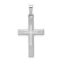 14K White Gold Brushed and Polished Latin Cross Pendant-XR1415