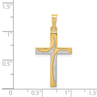 14K Rhodium Satin and Polished Latin Cross Pendant-XR1416