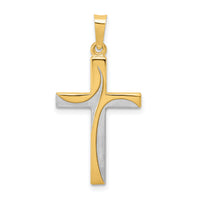 14K Rhodium Satin and Polished Latin Cross Pendant-XR1416