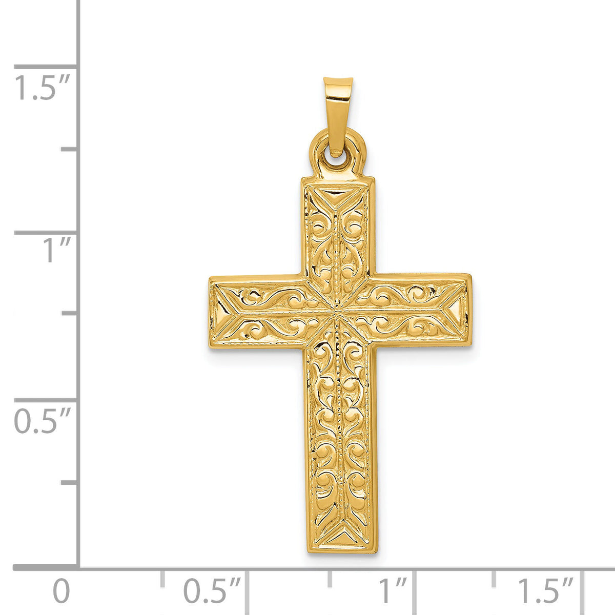 14k Polished Filigree Cross Pendant-XR1420