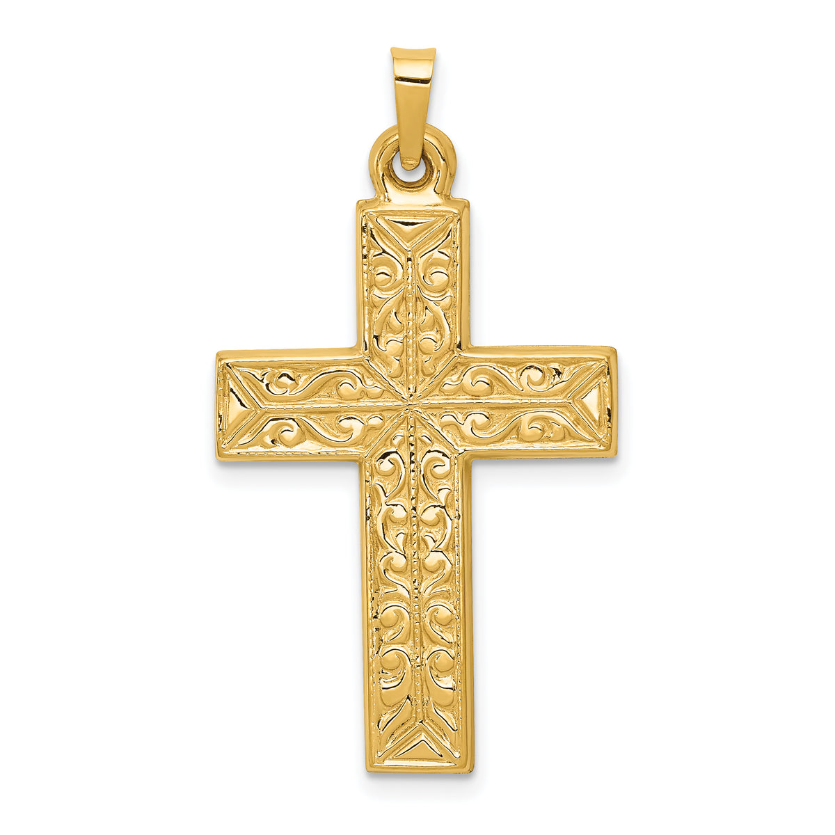 14k Polished Filigree Cross Pendant-XR1420