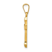 14k Textured and Polished Latin Cross Pendant-XR1421