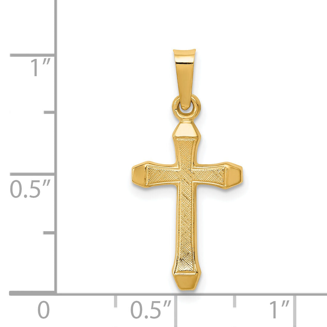 14k Textured and Polished Latin Cross Pendant-XR1421