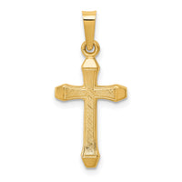 14k Textured and Polished Latin Cross Pendant-XR1421