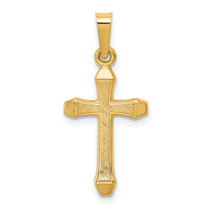 14k Textured and Polished Latin Cross Pendant-XR1421