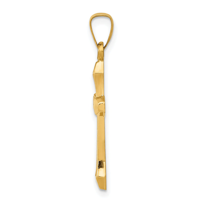 14k Textured and Polished Latin Cross Pendant-XR1422