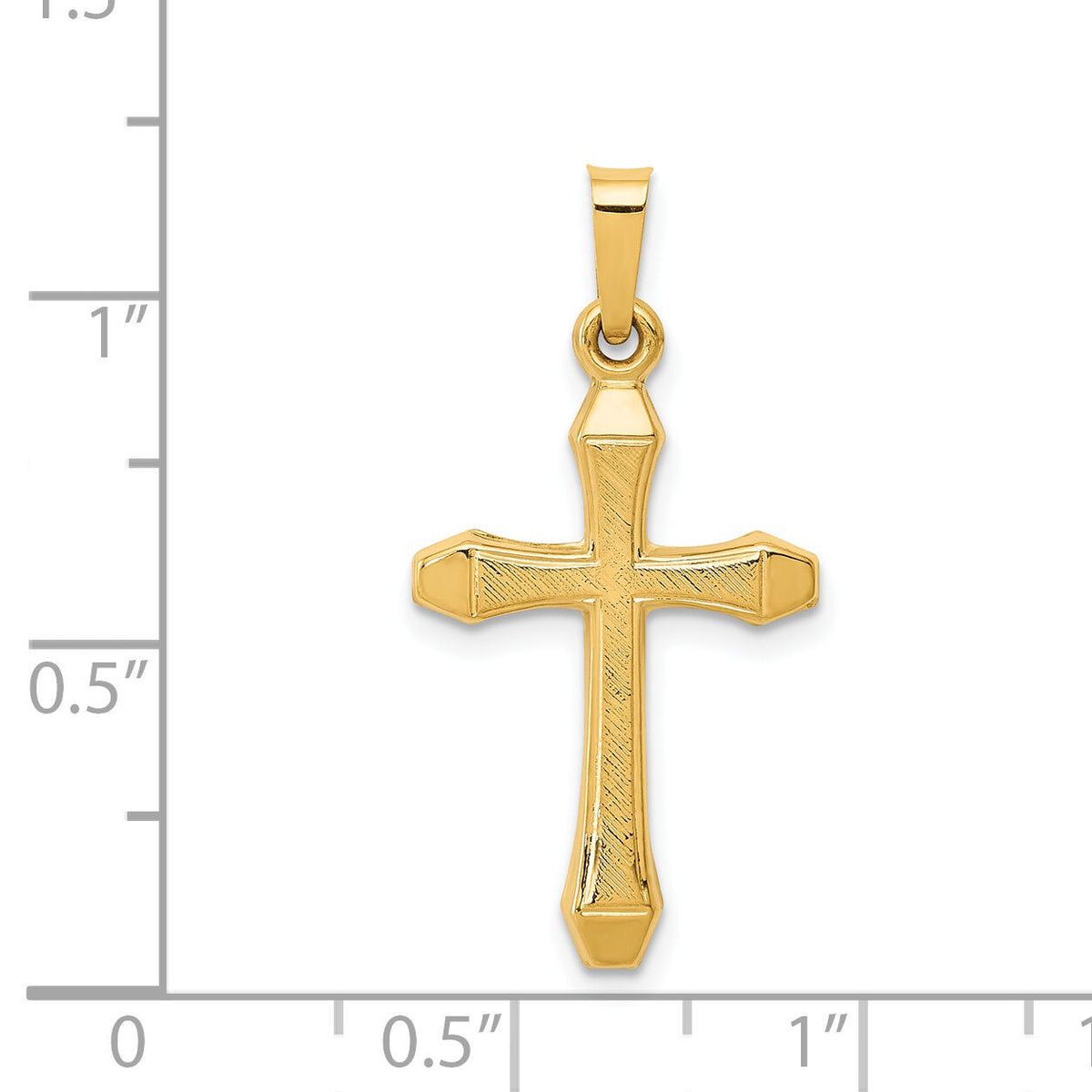 14k Textured and Polished Latin Cross Pendant-XR1422