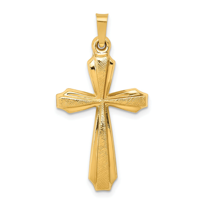 14k Textured and Polished Passion Cross Pendant-XR1423