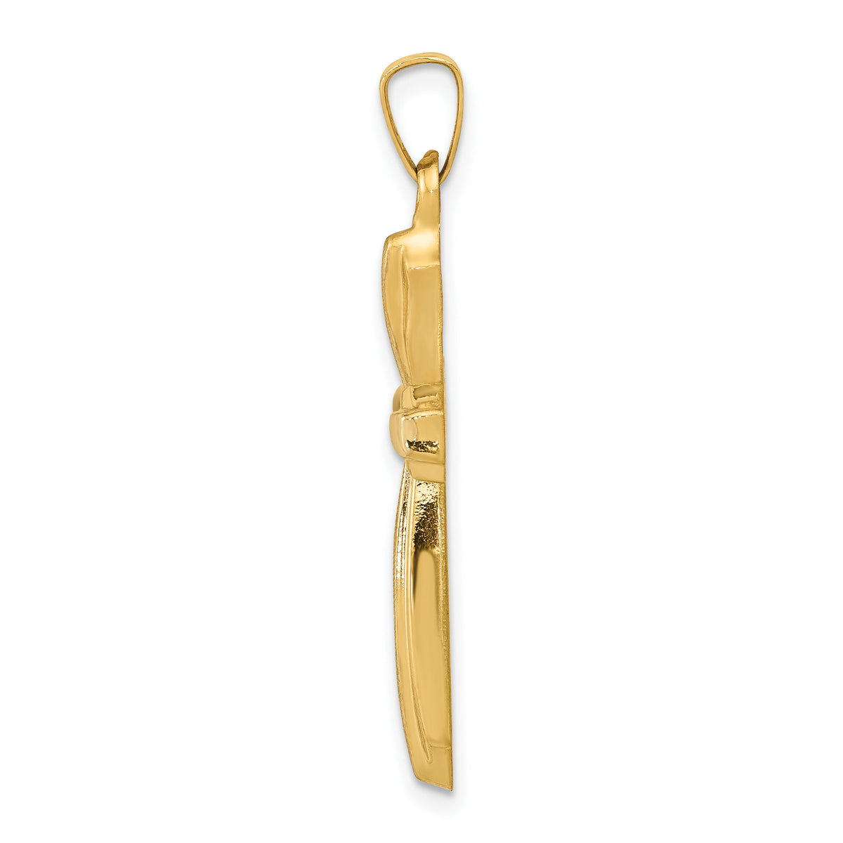 14K with Rhodium Textured and Polished Passion Cross Pendant-XR1424