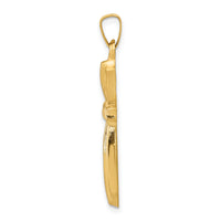 14K with Rhodium Textured and Polished Passion Cross Pendant-XR1424