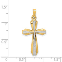 14K with Rhodium Textured and Polished Passion Cross Pendant-XR1424