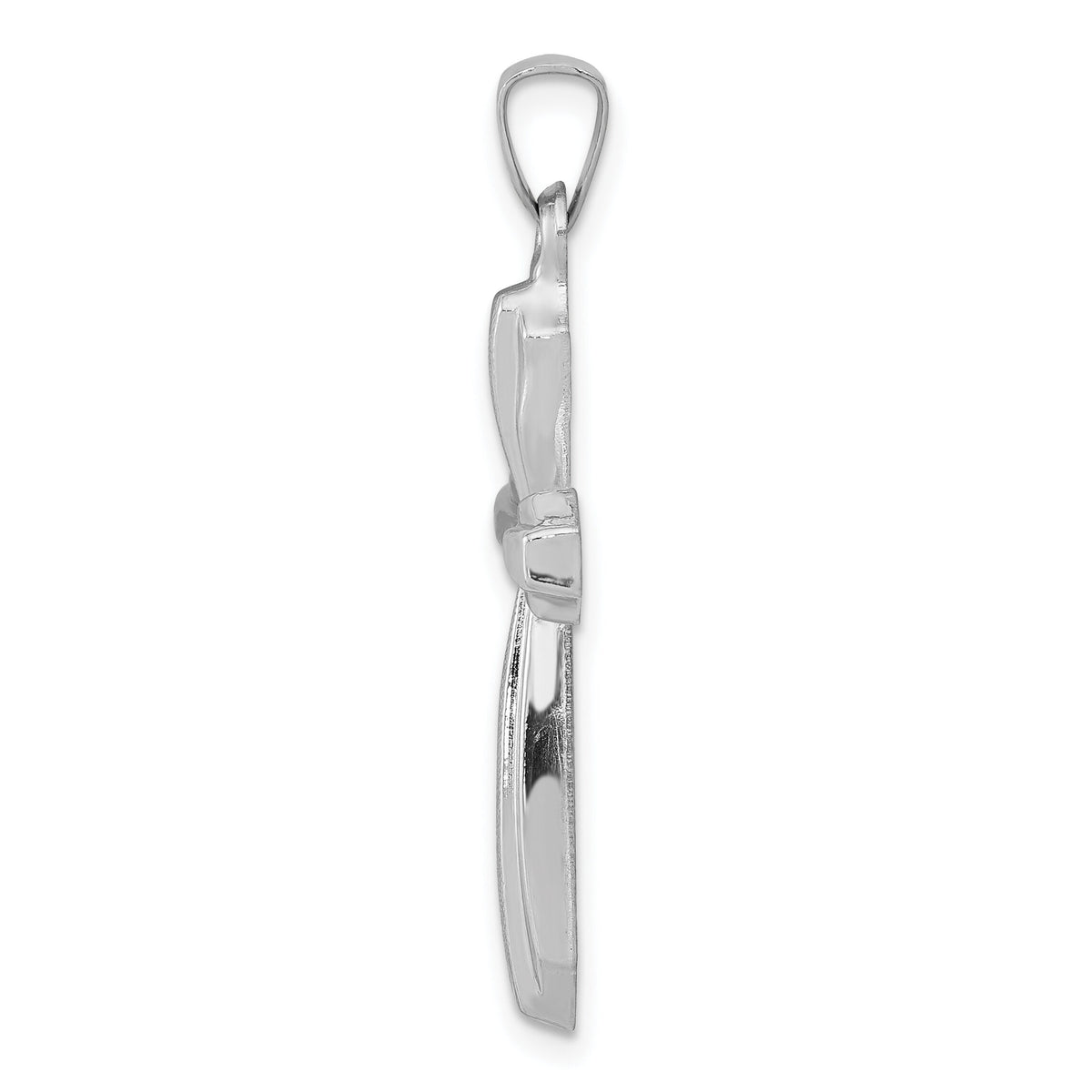 14K White Gold Textured and Polished Passion Cross Pendant-XR1426