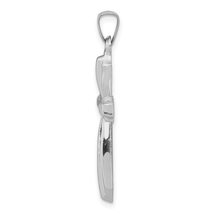 14K White Gold Textured and Polished Passion Cross Pendant-XR1426