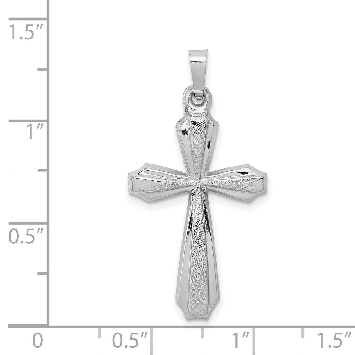 14K White Gold Textured and Polished Passion Cross Pendant-XR1426
