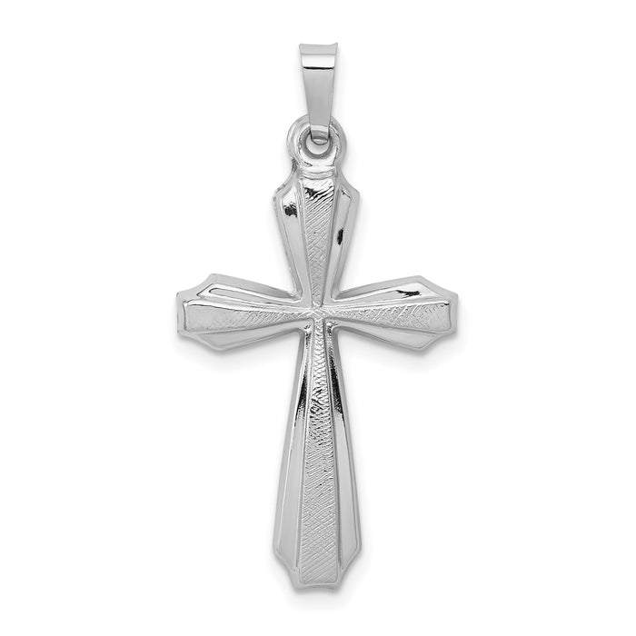 14K White Gold Textured and Polished Passion Cross Pendant-XR1426