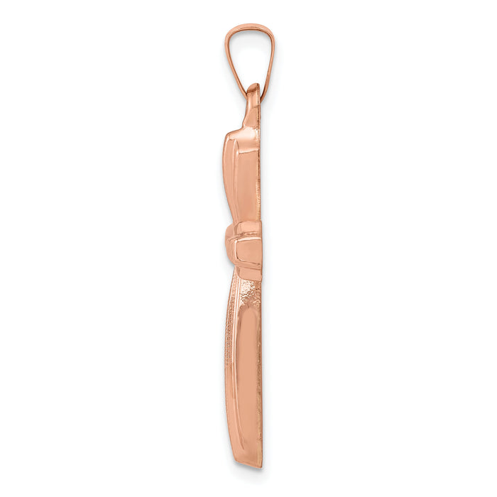 14K Rose Gold Textured And Polished Passion Cross Pendant-XR1428