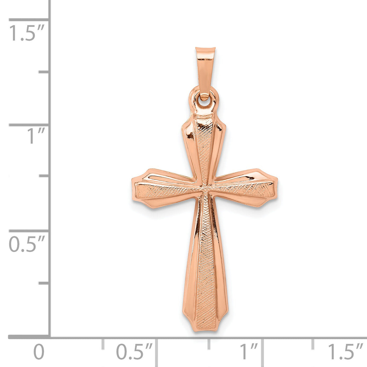14K Rose Gold Textured And Polished Passion Cross Pendant-XR1428