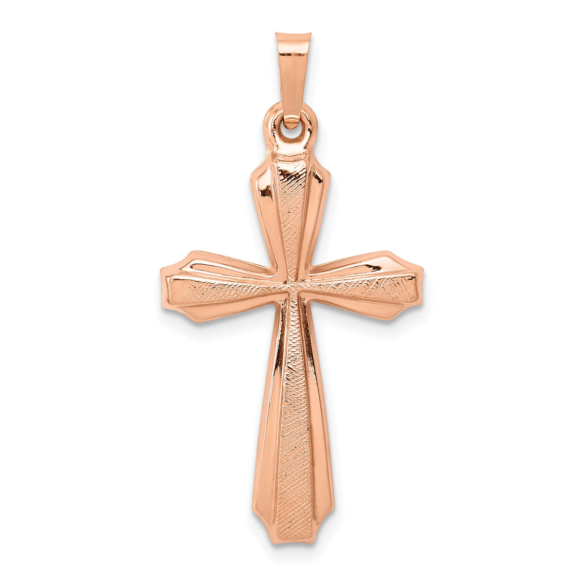 14K Rose Gold Textured And Polished Passion Cross Pendant-XR1428