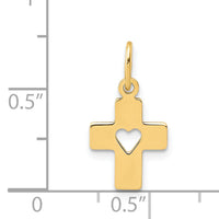 14k Polished Cross with Heart Pendant-XR1430