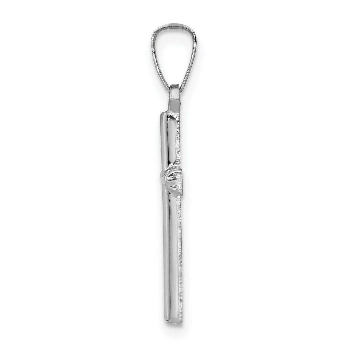 14K White Gold Polished Hollow Latin Cross Pendant-XR1437