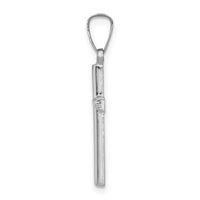 14K White Gold Polished Hollow Latin Cross Pendant-XR1437