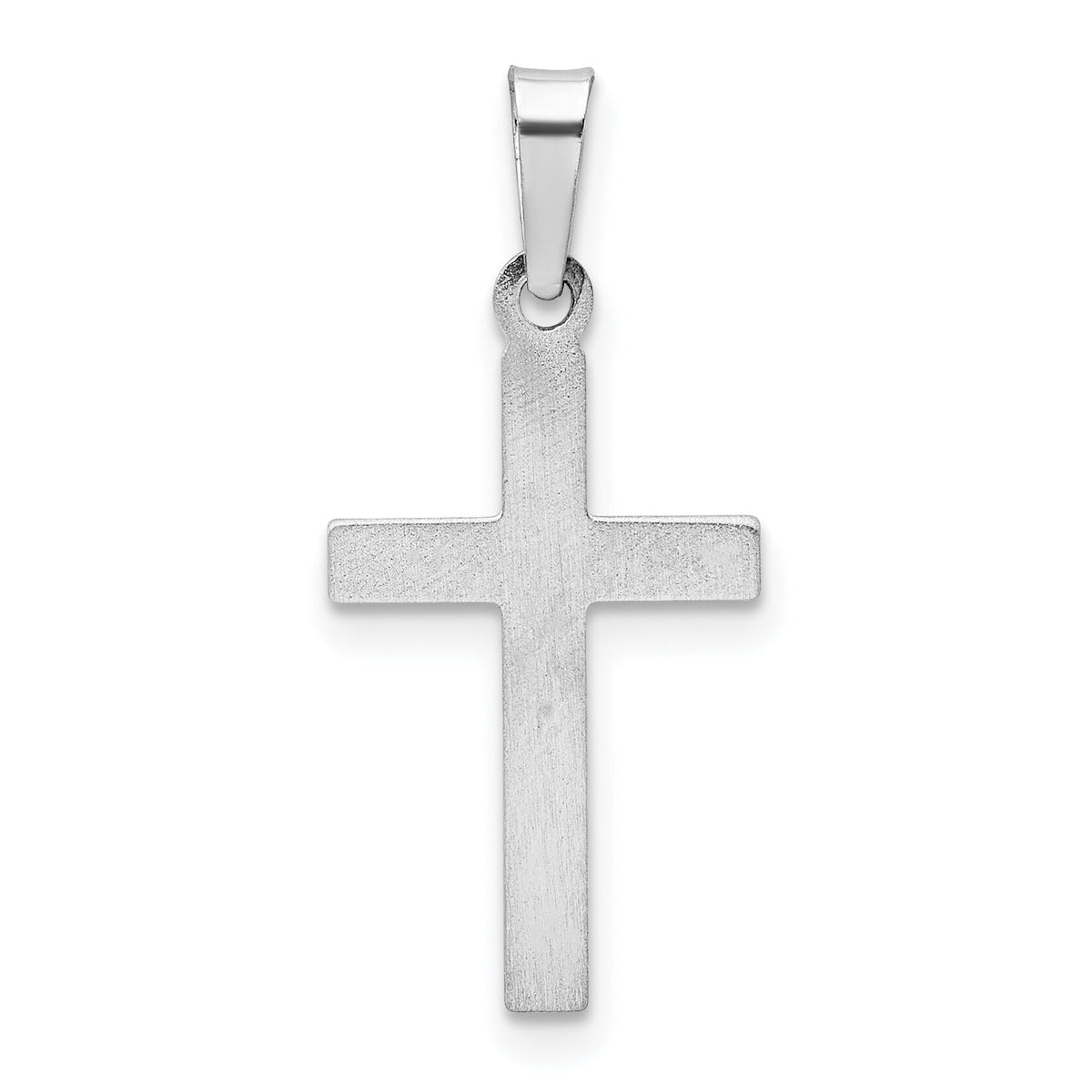 14K White Gold Polished Hollow Latin Cross Pendant-XR1437