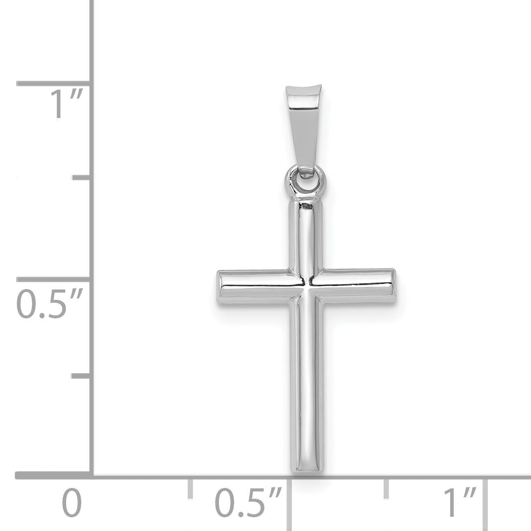 14K White Gold Polished Hollow Latin Cross Pendant-XR1437