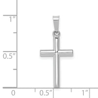 14K White Gold Polished Hollow Latin Cross Pendant-XR1437