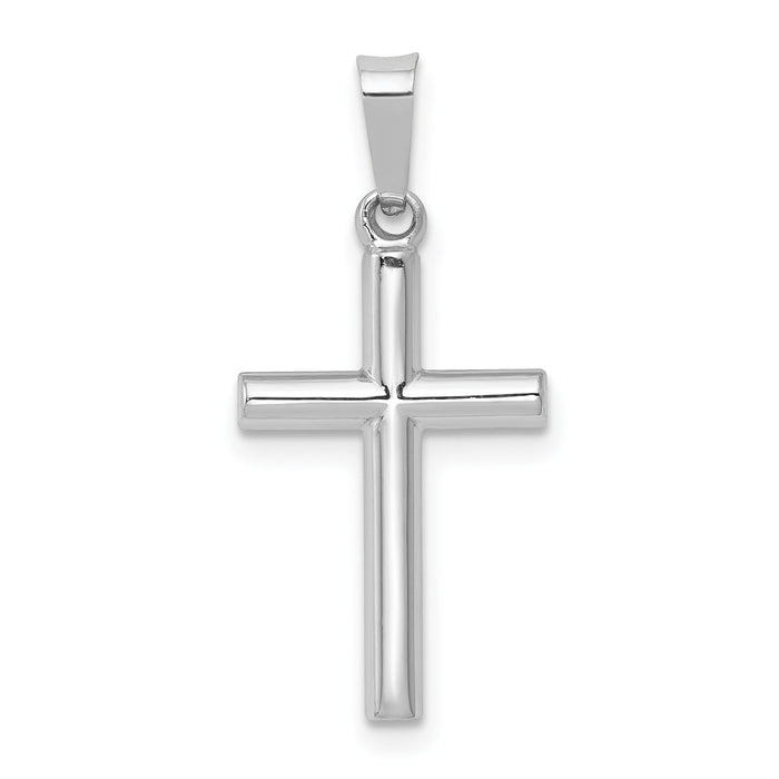 14K White Gold Polished Hollow Latin Cross Pendant-XR1437
