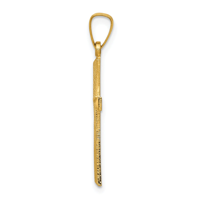 14k Textured and Polished Latin Cross Pendant-XR1438
