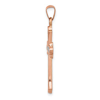 14K Rose Gold W/ White Rhodium Cross Pendant-XR1443