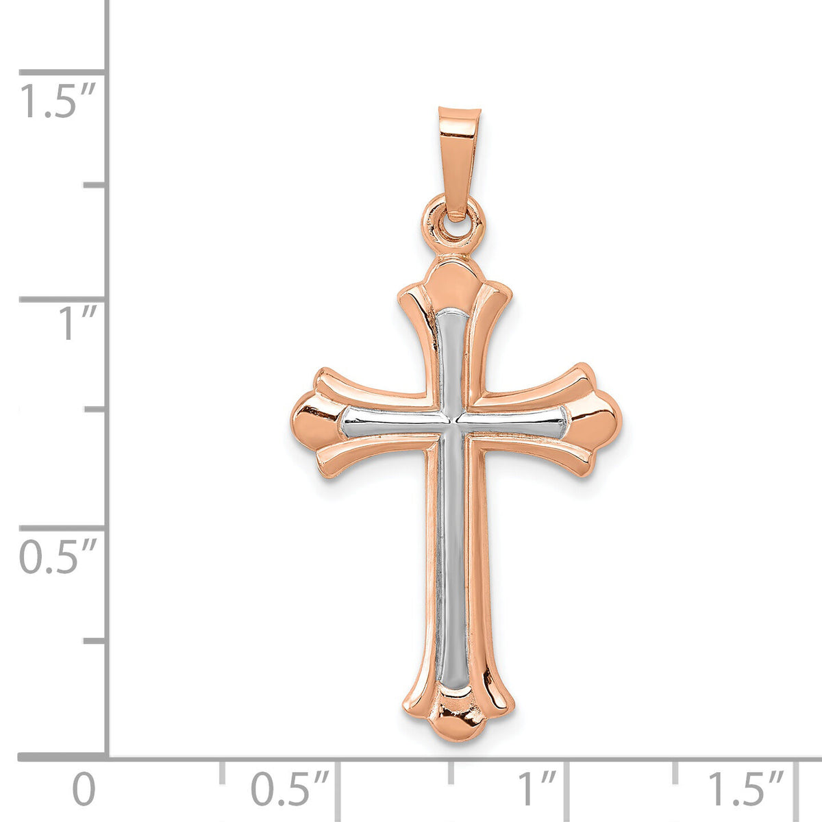 14K Rose Gold W/ White Rhodium Cross Pendant-XR1443