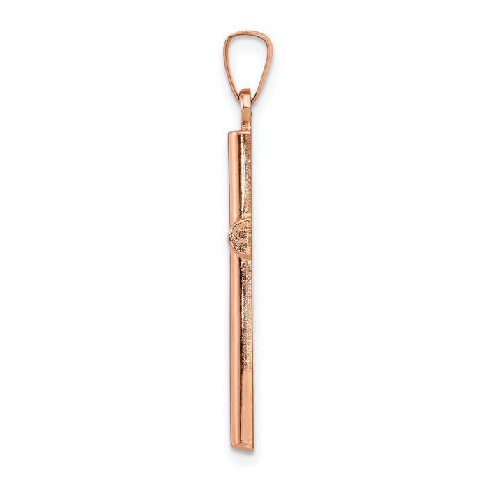 14K Rose Gold Brushed and Polished Hollow Cross Pendant-XR1445